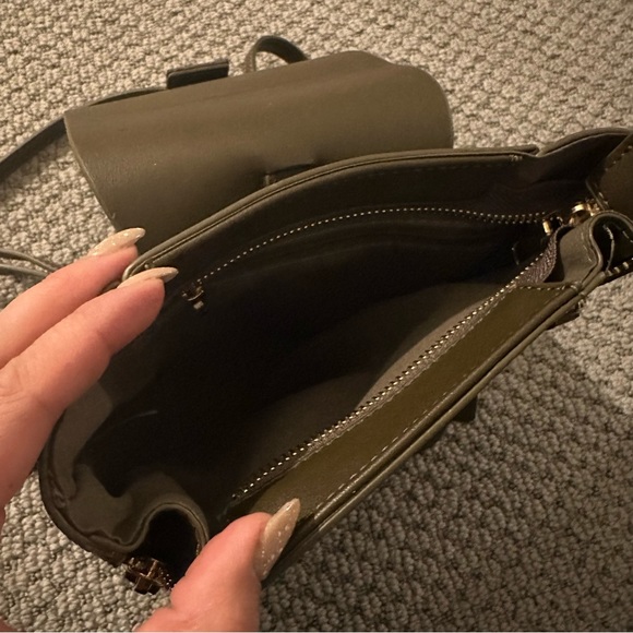 Olive Green Faux Leather Mini Backpack Cute Trendy Gold Chain Mini Bag NWT - Picture 4 of 5